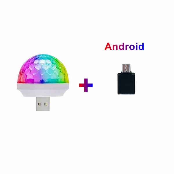 USB Ambient Light DJ RGB Mini Colorful Music Sound Led Apple USB Interface Party Atmosphere Interior Dome Trunk Lamp: MIX Android