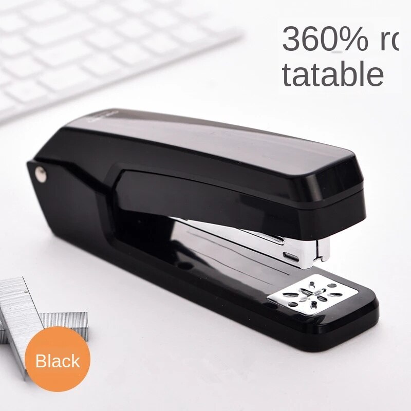 Grapadora rotativa para oficina y hogar, grande, pesada: black