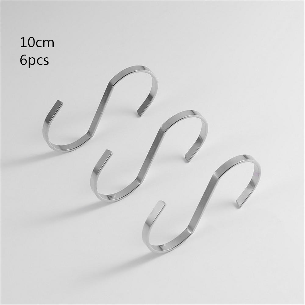 Crochets en forme de S noirs, cintre robuste à suspendre pour la cuisine, la salle de bain, la chambre à coucher, le bureau, sac à manteau, support de rangement des plantes 10 pièces 6 pièces: 6pcs silver