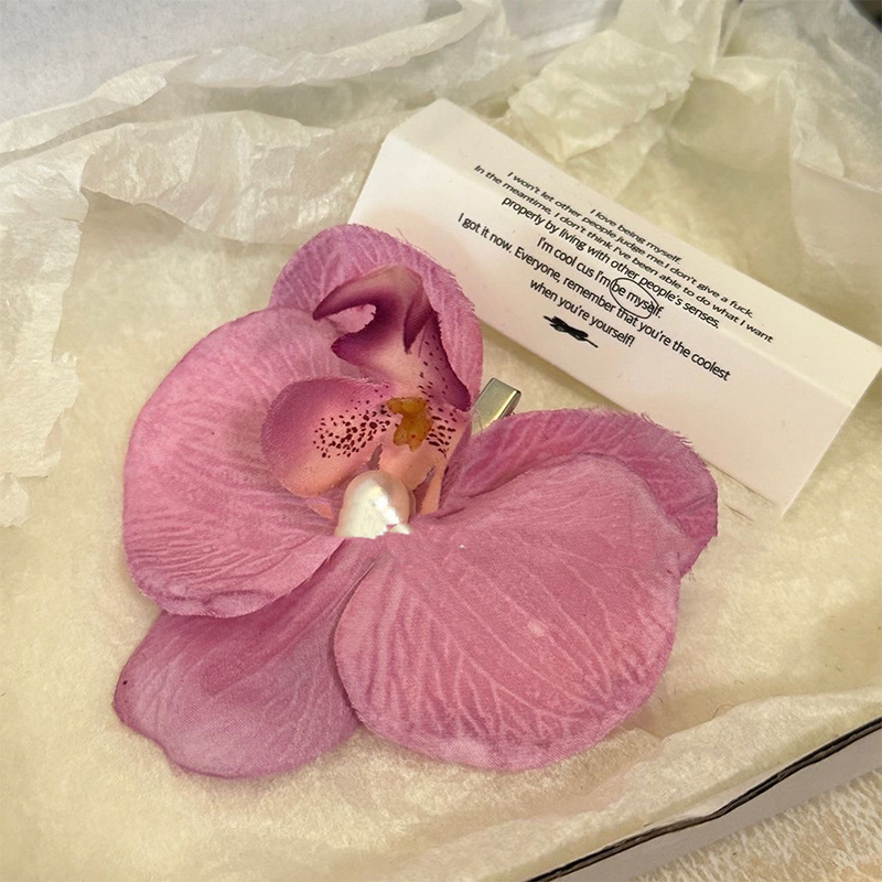 Orchid Hair Clip For Woman Artificial Flower Hairpins Cute Wedding Party Side Clip Hair Accessories: SKY BLUE