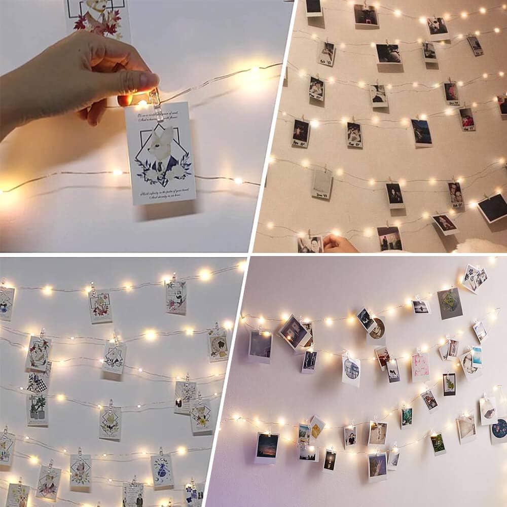 Photo Clip String Lights LED Fairy Lights Picture Clips USB Powered String Light with Clips for Bedroom Christmas Party Decor