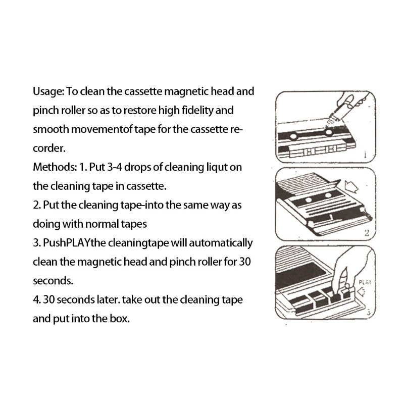 -Audio Tape Cassette Head Cleaner Demagnetizer W/1 Schoonmaakmiddelen Zorg Nat Maintenanc