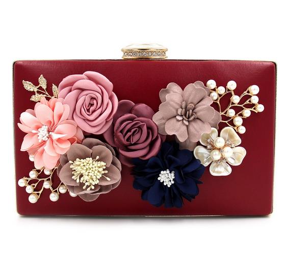 God luksus charme charme blomster perle dame fest clutch taske aftentaske dame håndtaske kæde skuldertaske: C