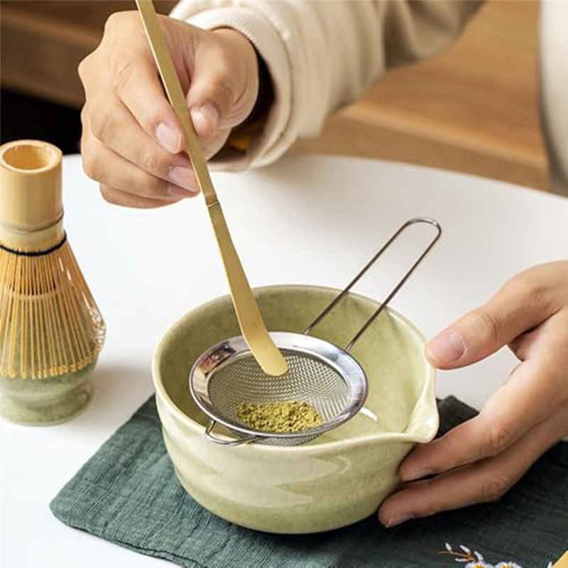 ABKW-Matcha Whisk Set,With Matcha Bowl,Bamboo Whisk And Holder,Bamboo Scoop And Stainless Sifter,Kit For Matcha Lover