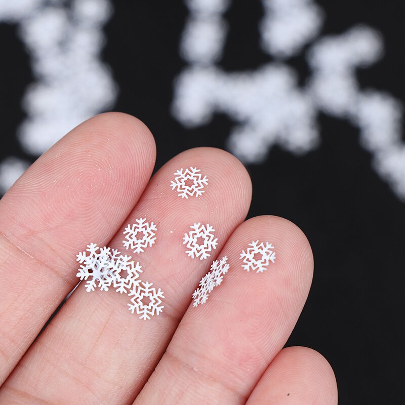 1 Fles Sneeuwvlokken Diy Nail Pailletten Wit Gemengde Glitter Kerst Nail Art Polish Manicure Decoraties