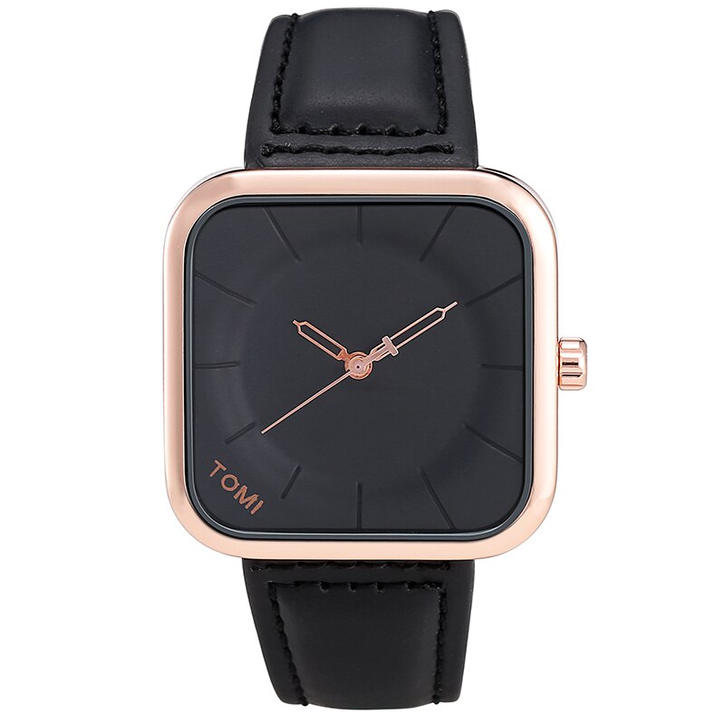 Casual Watch for Men Simple Square Dial Case Men Quartz Wrist Watches Leather Wristwatch Mens Minimalist Black Brown Clock: 03