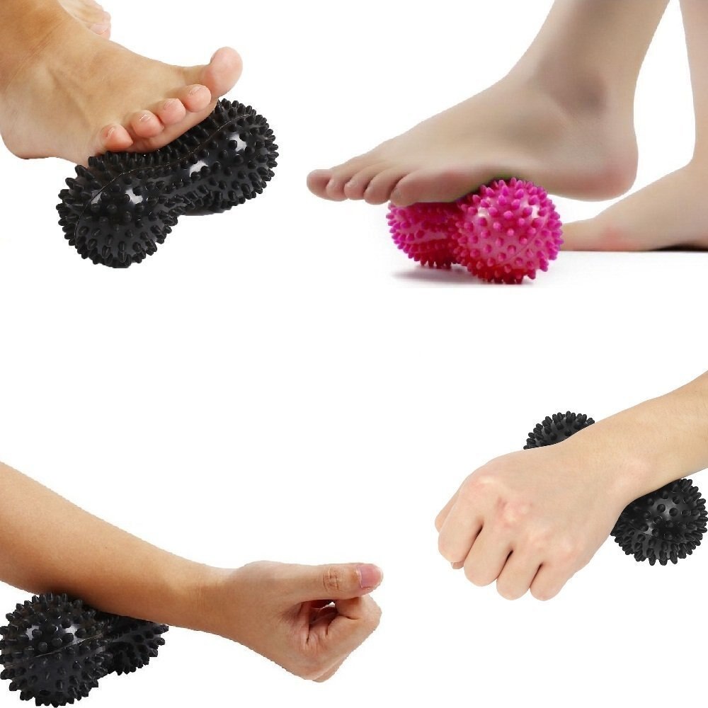 Jordnöts pvc yogatillbehör med taggar träning massage jordnötshandboll yoga fitnessboll uppblåst airbag jordnötsboll 6 färger