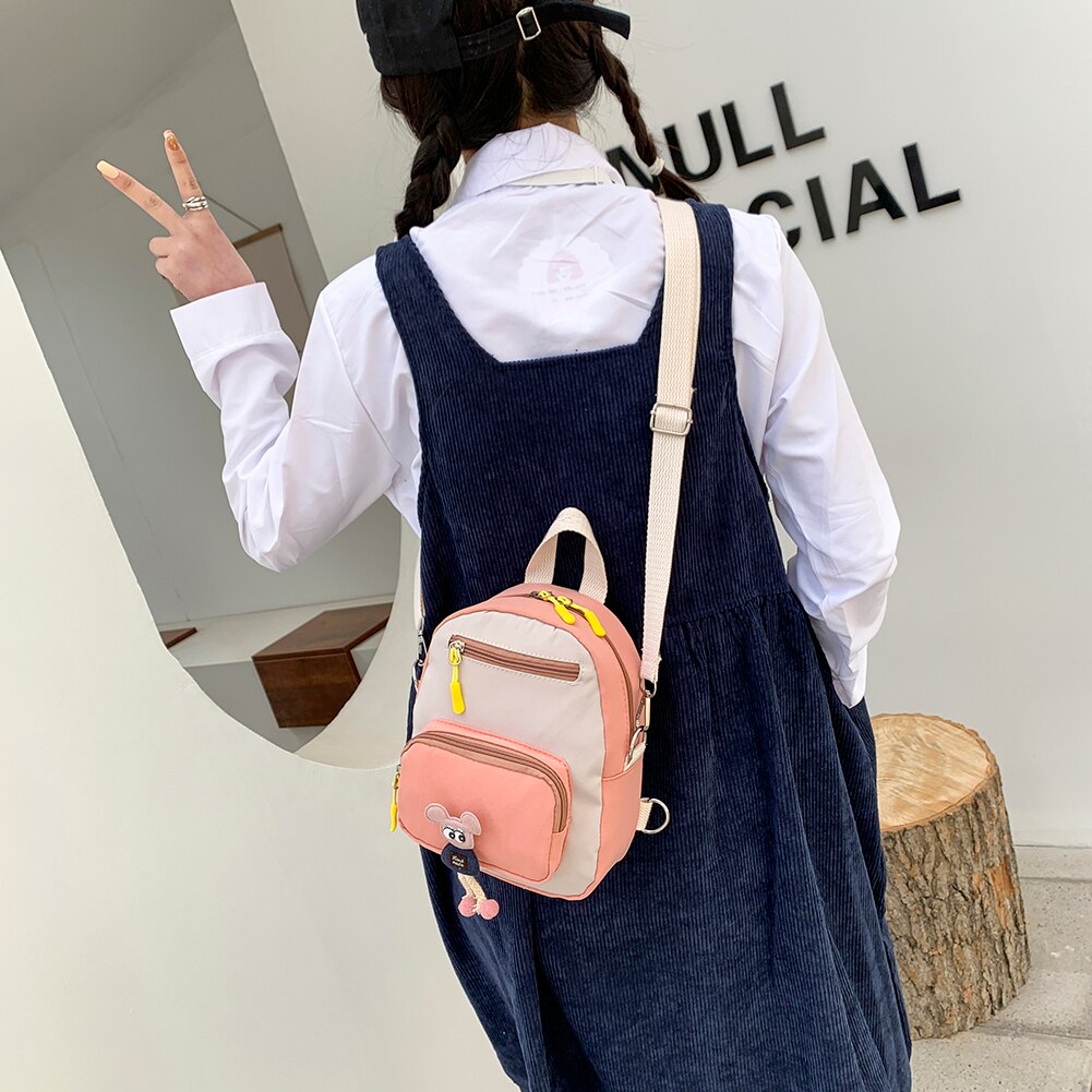 Neue Sommer Frauen Studenten Farbe Spleißen Multi Schichten Rucksack Nette Puppe Studenten Kleine Leinwand Rucksack Tornister