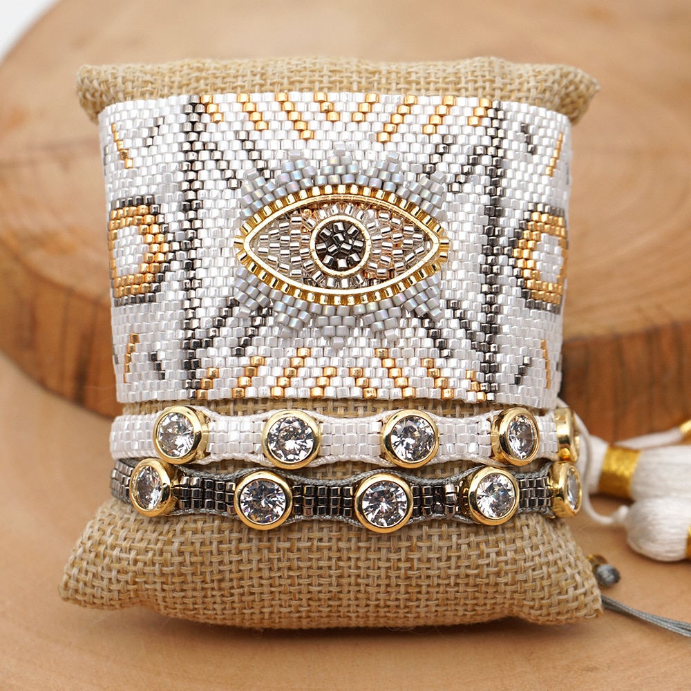 Zhongvi armband voor vrouwen miyuki lucky evil eye armbanden pulseras mujer femme kristal miyuki sieraden vrouw handgemaakte weefkralen