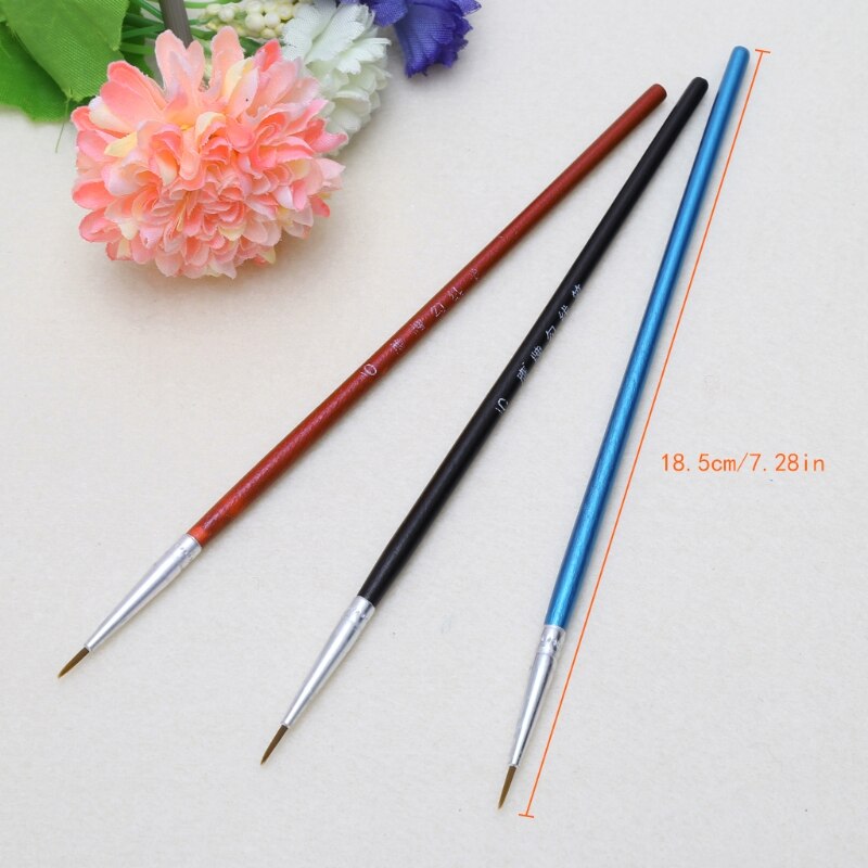 10Pcs Nylon Hair Brush Hook Line Pen Artist Watercolor Acrylic Painting Drawing L4MB
