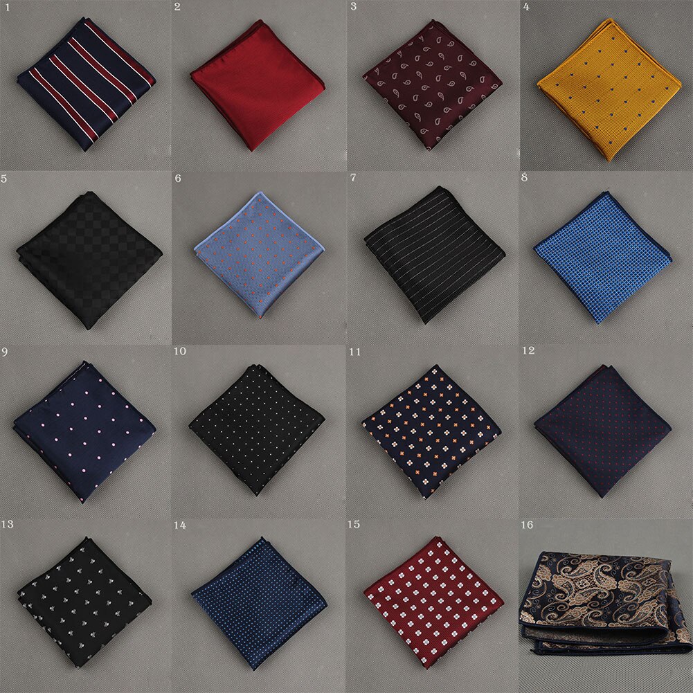 Luxury Men's Handkerchief Polka Dot Striped Floral Printed Hankies Polyester Hanky Business Pocket Square Chest Towel 23*23CM