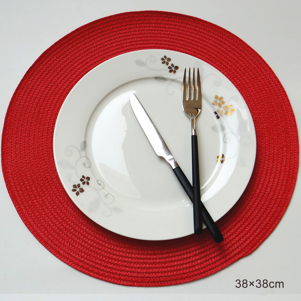 Round Placemats Set Braided Circle Place Mat Washable Table Mats for Kitchen Dining Table Mixed Color Non-Slip Place mats: M / black