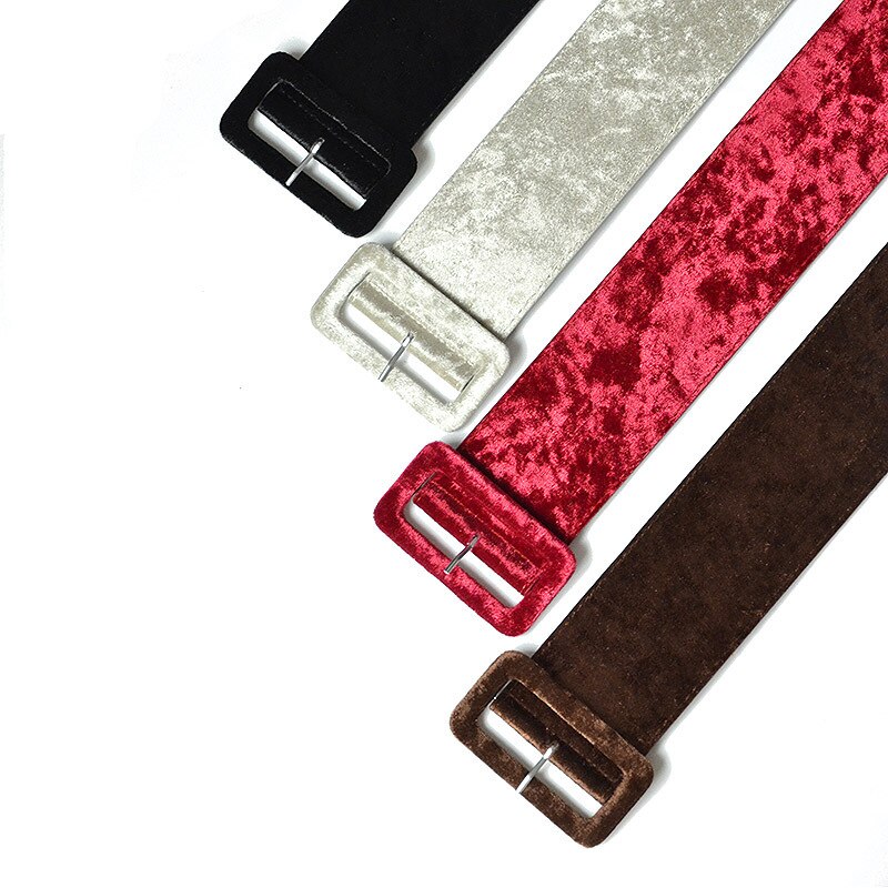 Ceinture Punk Rock pour femmes, avec boucle ardillon argentée, large, pour robe de soirée, en flanelle noire