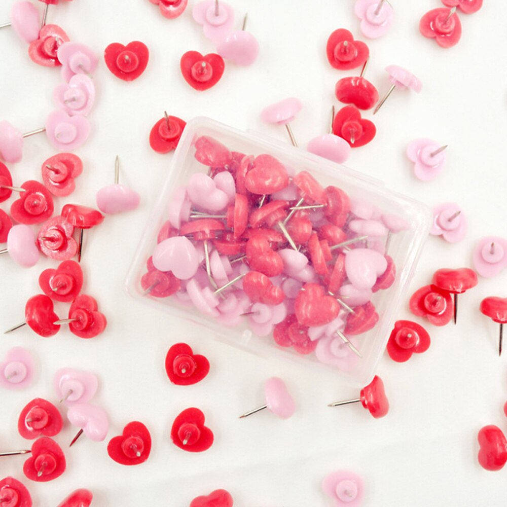 Chinchetas de empuje de corazón para pared roja, tachuelas decorativas para tablero de corcho, hogar y oficina, 50 Uds.