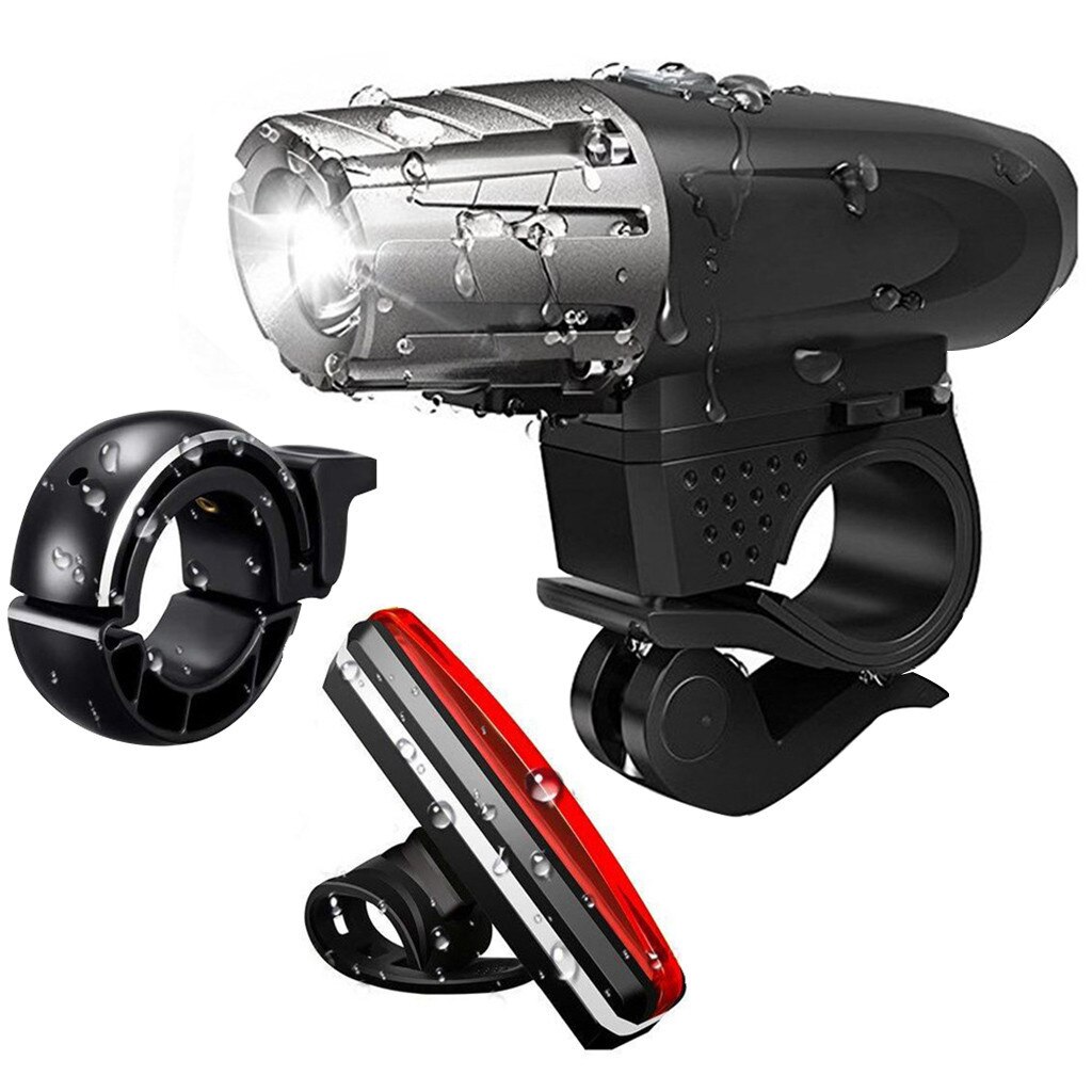 USB Led Fahrrad Fahrrad Licht Wiederaufladbare Scheinwerfer & Rücklicht Set Mit Bike Glocke MTB Mountain Road Bike Zubehör bicicleta