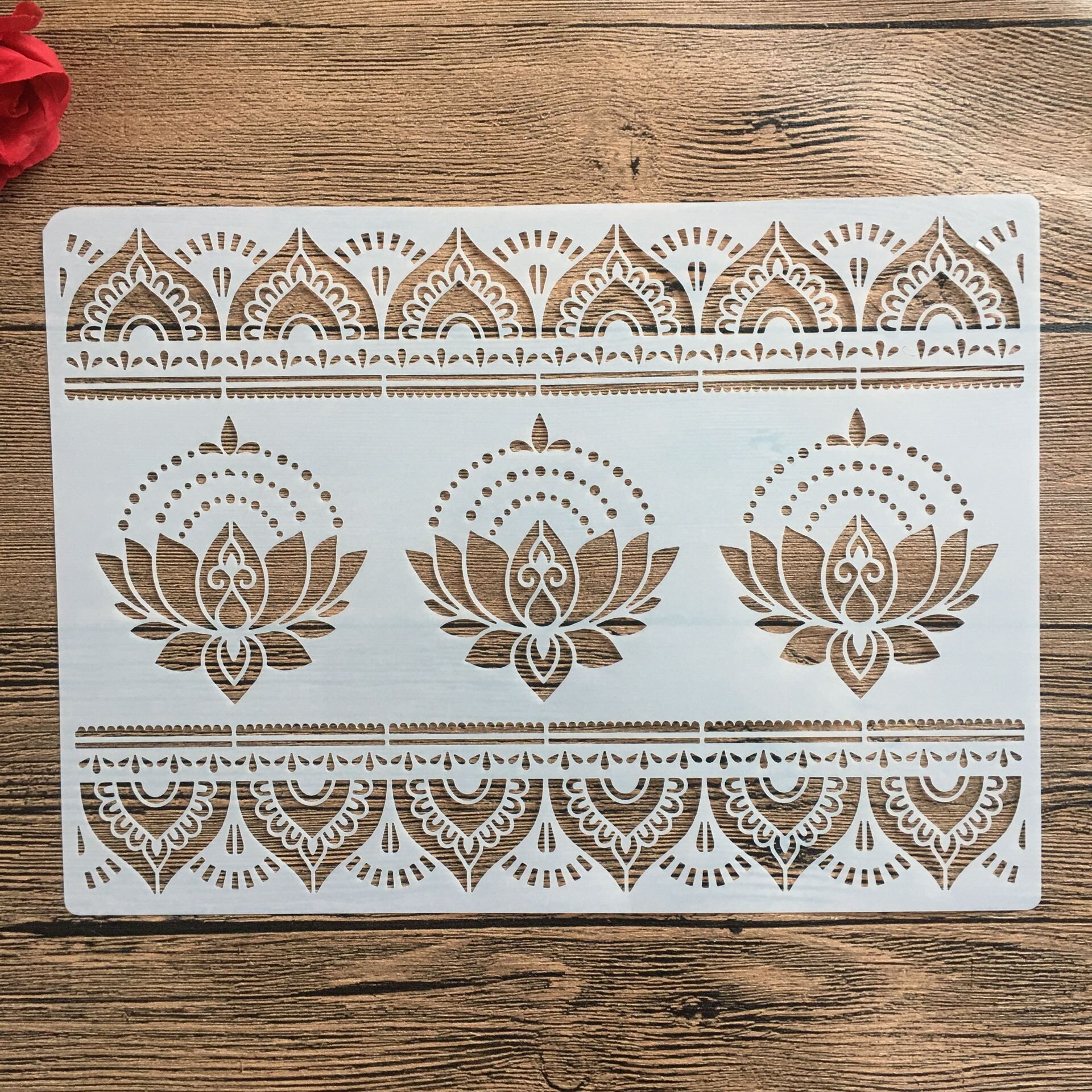 A4 størrelse sjablong for veggmaling scrapbooking frimerkealbum dekorativ preging håndverkspapir gjør-det-selv-blomsteretikett-sjablonger: 881