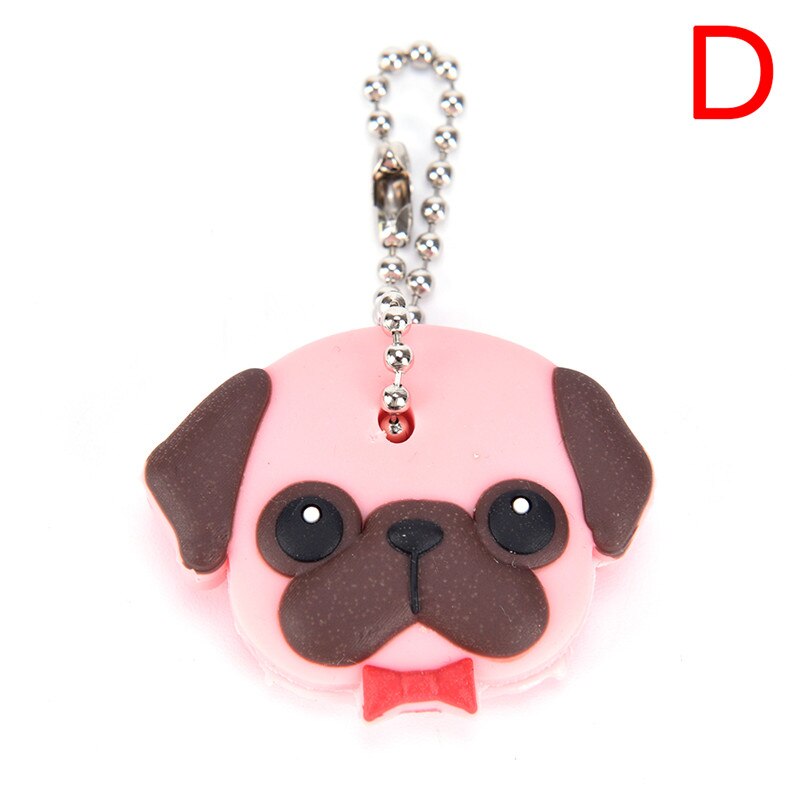 1 Pc Silicone porte-clés capuchon tête couverture porte-clés étui coquille chat Hamster Shih Tzu carlin chien animaux forme belle bijoux: D 1pcs