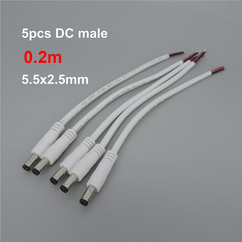 Weiß 18awg 7a DC-Stecker DC-Buchse Kabel Netzteil Verlängerung kabel 5,5mm x 2,1mm 2,5mm Kupferdraht: WHITE