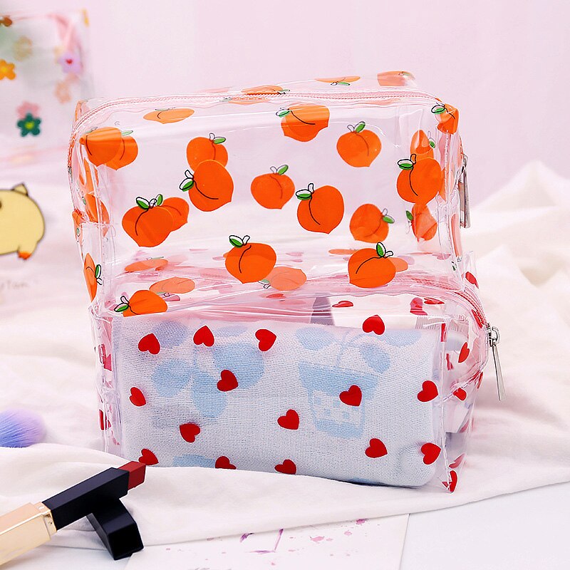 Frauen Wasserdichte Klar Kosmetik Taschen fallen PVC Mädchen Reise Reißverschluss machen-hoch Tasche Beutel Toilettenartikel Pinsel Waschen Organizer