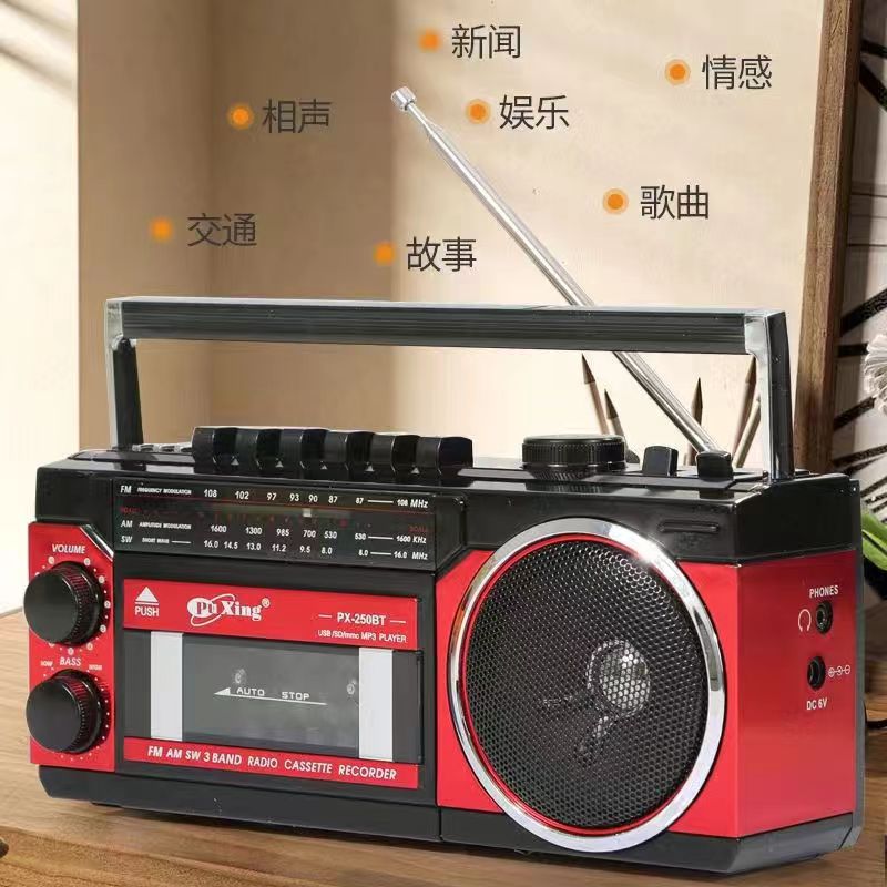 Desktop Retro Cassette Recorder Player With Am Fm Sw Portable Radio Auto Stop Tape Player With Usb/TF Card