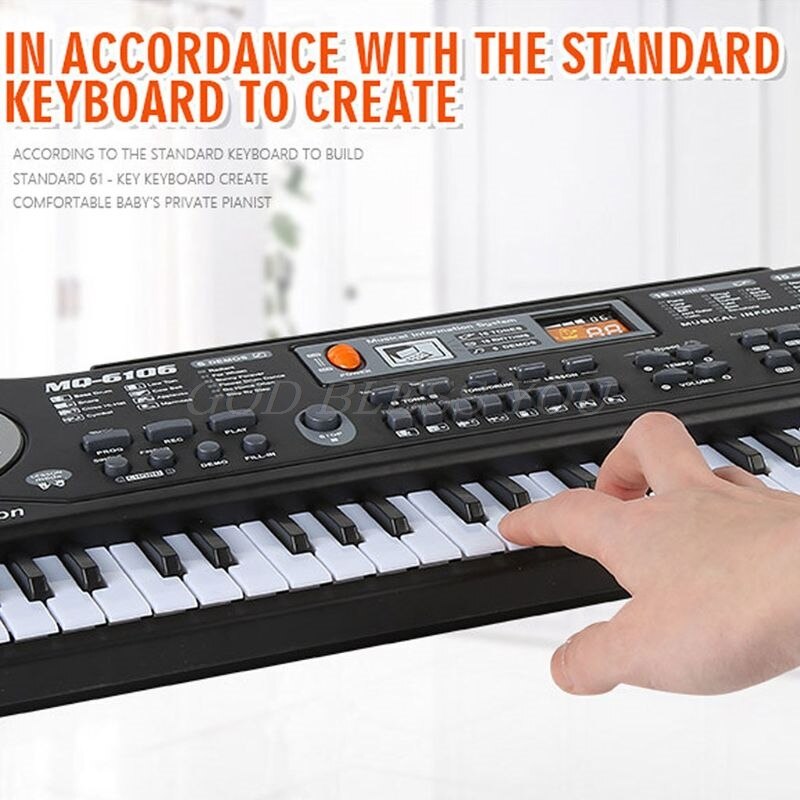 Teclado de Piano Digital con micrófono para niños, 61 teclas de órgano electrónico, Juguete musical,