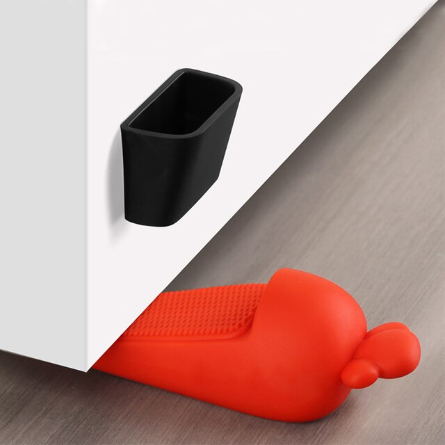 Deur Stopper Siliconen Deur Stop Geschikt Voor Deur Bodem Klaring Binnen 0.98 ", Deur Wig Stoppers, met Deur Houder: Red