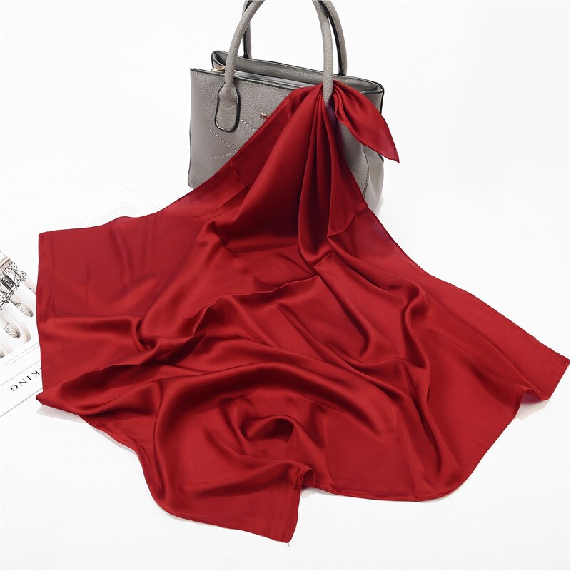 70*70cm Imitation soie doux solide écharpe pour les femmes foulard carré foulards bureau dame accessoires sac vêtements ornement