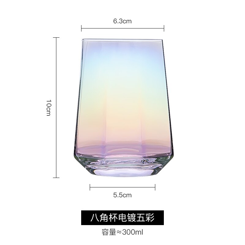 Diamond Glass Mugs Whisky Glass Geometric Octagonal Wine Glass Drinking Glasses Coffee Mugs Juice Cup Beer Glass: Colorful