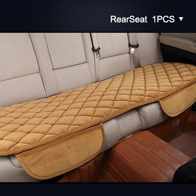 Karcle-cojín para asiento de coche, Protector de felpa de terciopelo cálido para invierno, accesorio para asiento de conductor, estilismo: LightBrown Rear 1PCS