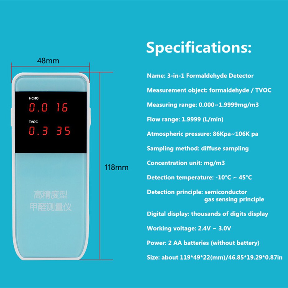 Triple Formaldehyde Benzene TVOC Gas Detector Analyzer Tester Home Air Purification Meter Air Monitor