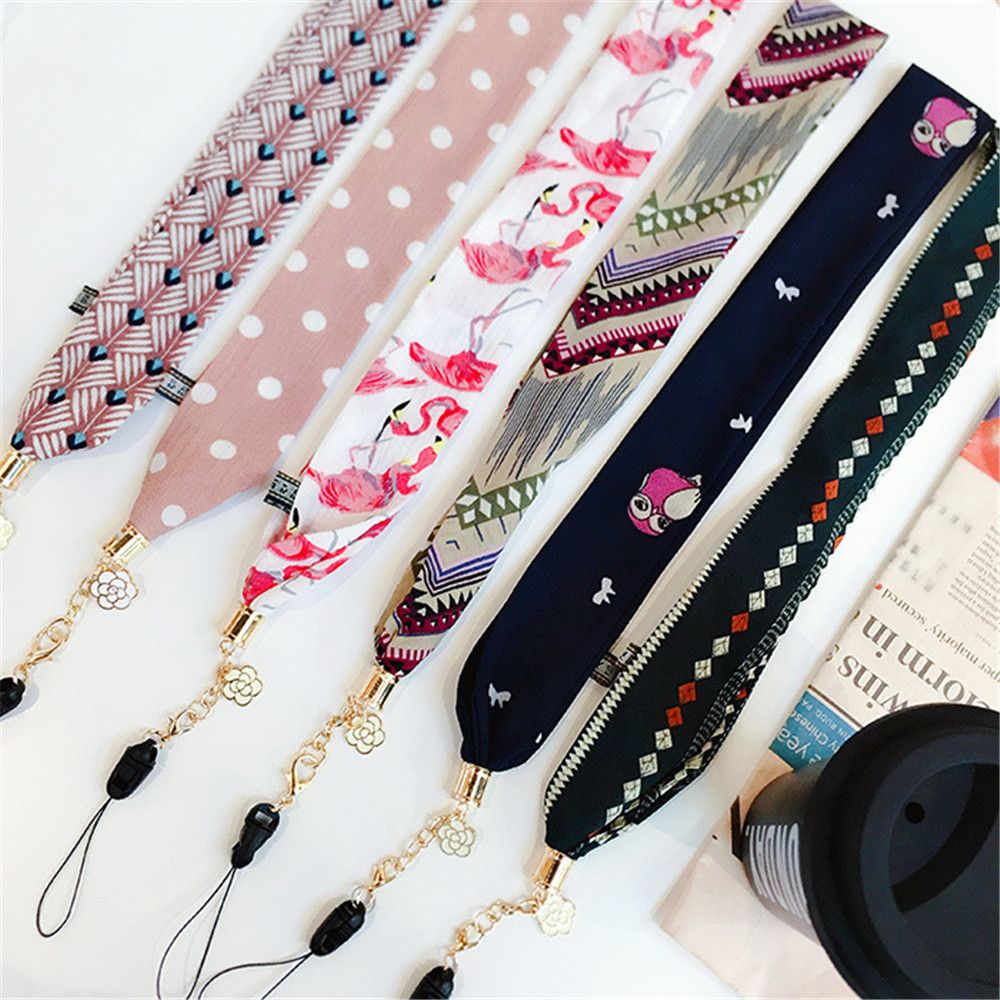 Chiffon Wide Neck Strap for ID Card Mobile Phones Ribbon Lanyard Hang Rope Badge Holder Portable Key Chain Holder