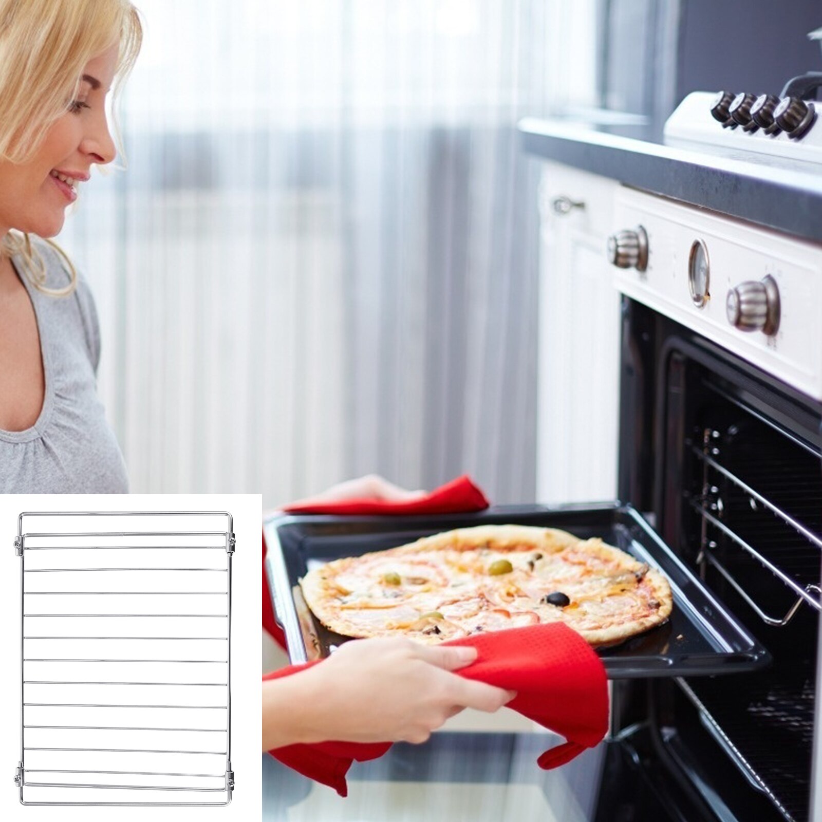 1 Pc Portable Telescopic Net Rack Practical Electric Oven Rack Stainless Steel Grill Mesh for Home Hotel