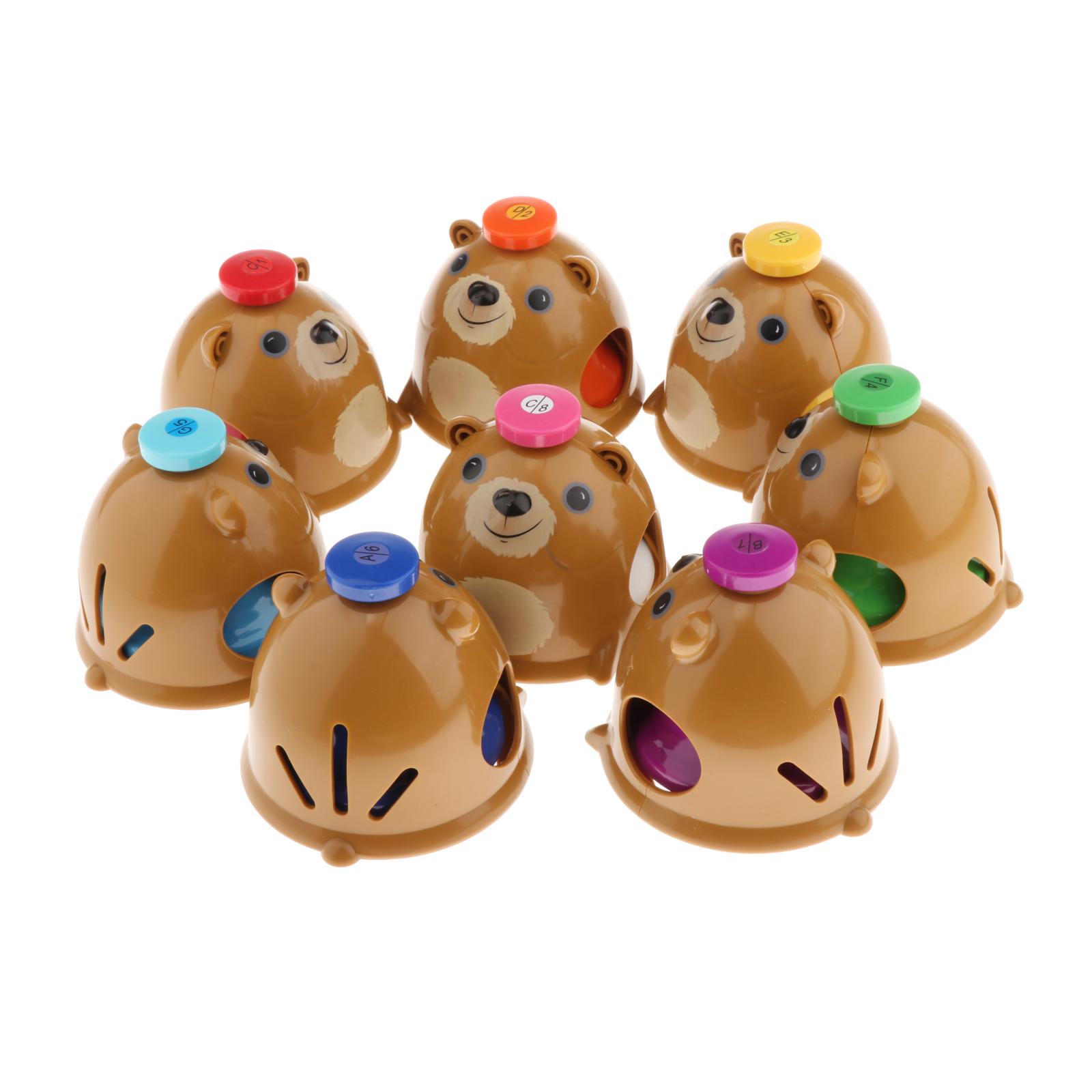 Lot de 8 cloches de bureau cloche à main en acier à 8 notes apparence de souris colorée Kit de cloches à Percussion jouet Musical pour enfants