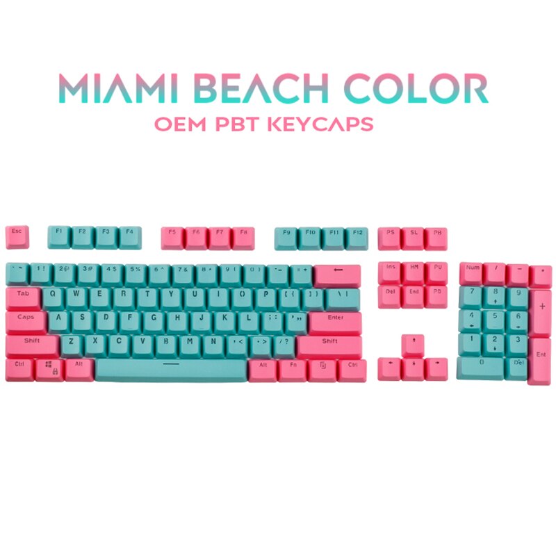 104/87 Key PBT Miami Double Color Backlight Mechanical Keyboard Keycap Universal Column For Ikbc Cherry MX Mechanical Keyboard
