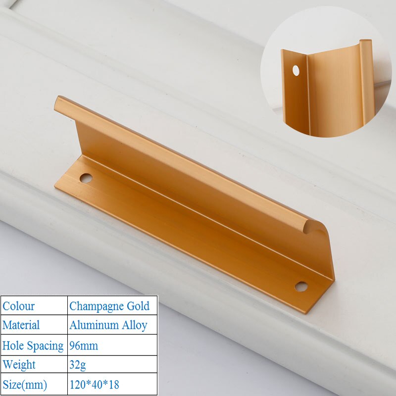 Poignées murales modernes et simples pour tiroirs, avec boucle de meubles décoratifs américains, haut de gamme: Gold 6814-96mm