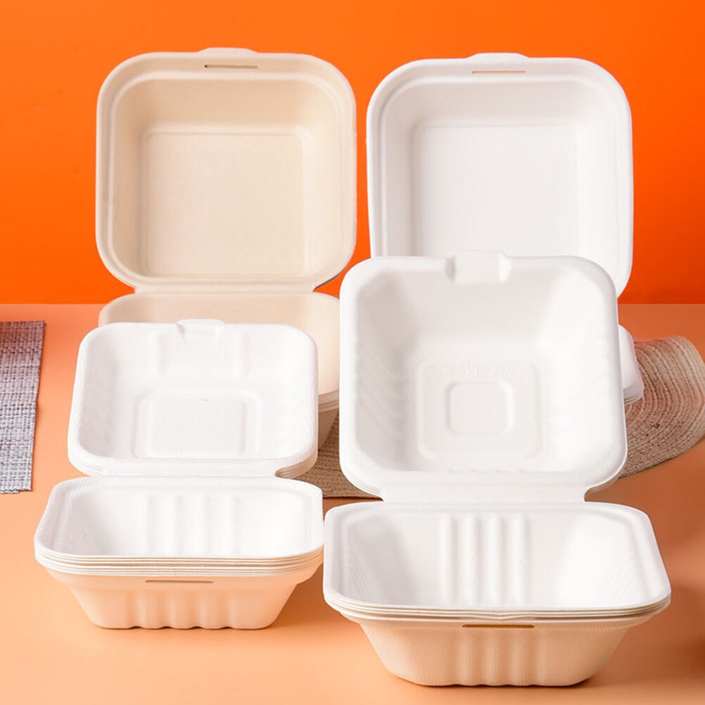 50pcs Takeout Packaging Boxes Snack Wrapping Boxes Shop Hamburgers Boxes Salad Storage Lunch Box Cake Sushi Food Packaging Box