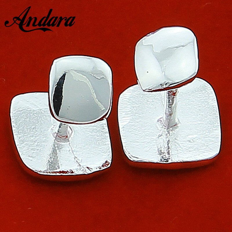 Silver Square Cufflink Men Silver Color Shirt Cufflink Shirt Buttons Women Cufflinks Jewelry