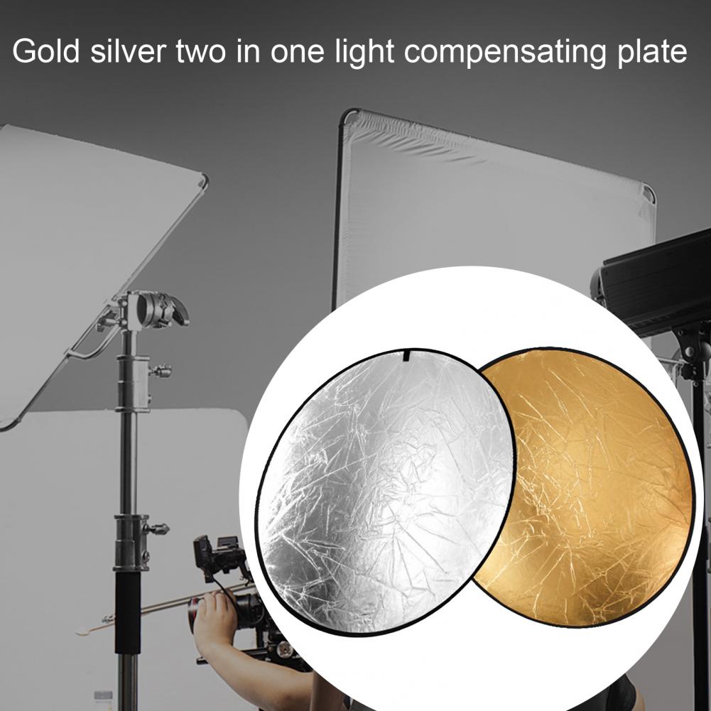 24" 60cm reflector 5 in 1 Collapsible Light Round Photography White Silivery Reflector for Studio Multi Photo Disc Diffuers