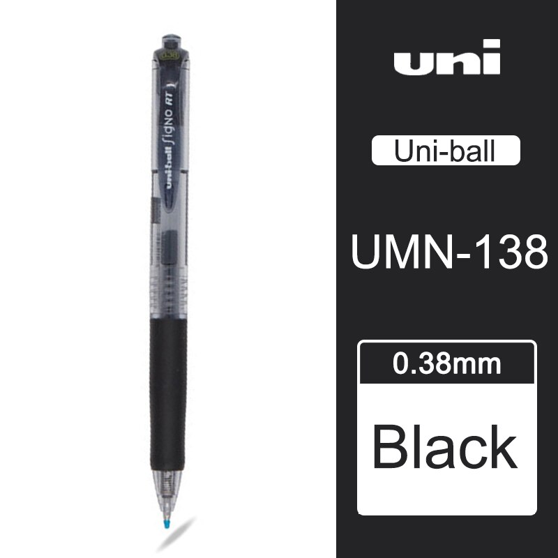 1 Piece Mitsubishi Uni-ball Signo RT retractable gel pen pena warna gel Pen Ultra Fine UMN-138 made in Japan: Black