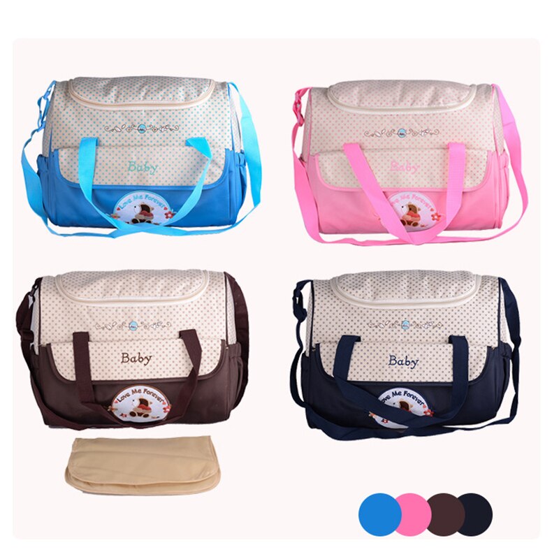 Baby Diaper Bag 5 Pcs Suits for Mom Baby Bottle Holder Mother Mummy Stroller Maternity Nappy Bags Sets Multifunction