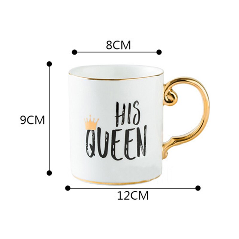 Tasse à café en porcelaine de 350ml, en céramique, couleurs grises, roses, Mr et Mrs, motif blanc, poignée dorée, tasses à thé et lait,