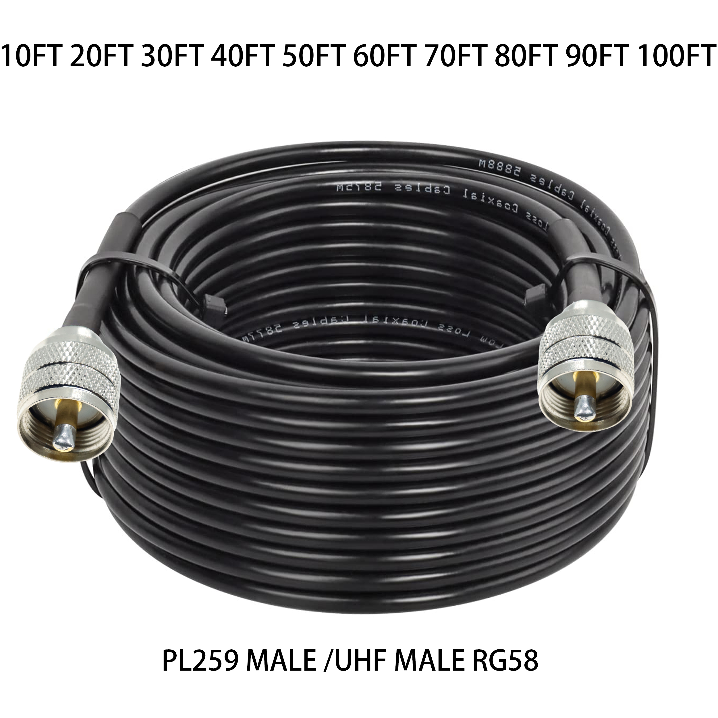 10ft 50ft 100 fuß rg58 koaxial koaxial uhf PL-259 anschluss ein uhf männlich Amateur Schinken cb Radio antenne verlängerung kabel rf wifi Jumper