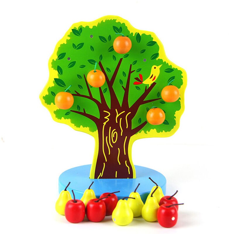 Montessori Puzzel Speelgoed 3D Cognitieve Aardbei Grijpen Vermogen Houten Speelgoed Vroege Educatief Puzzel Vangst Worm Game Baby Speelgoed: TJ105 Fruit tree