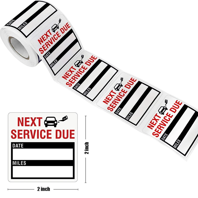 Autocollants de rappel de service d'entretien de vidange d'huile, autocollant de fenêtre, autocollant de voiture attro adhésif, "Next Service Due", 2 "x 2", 80-300 pièces