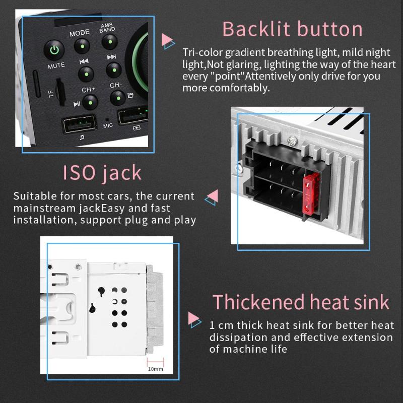 VODOOL 7805 4.1in TFT 1Din Car Stereo MP5 Player FM Radio BT USB AUX RC7805 1Din 4