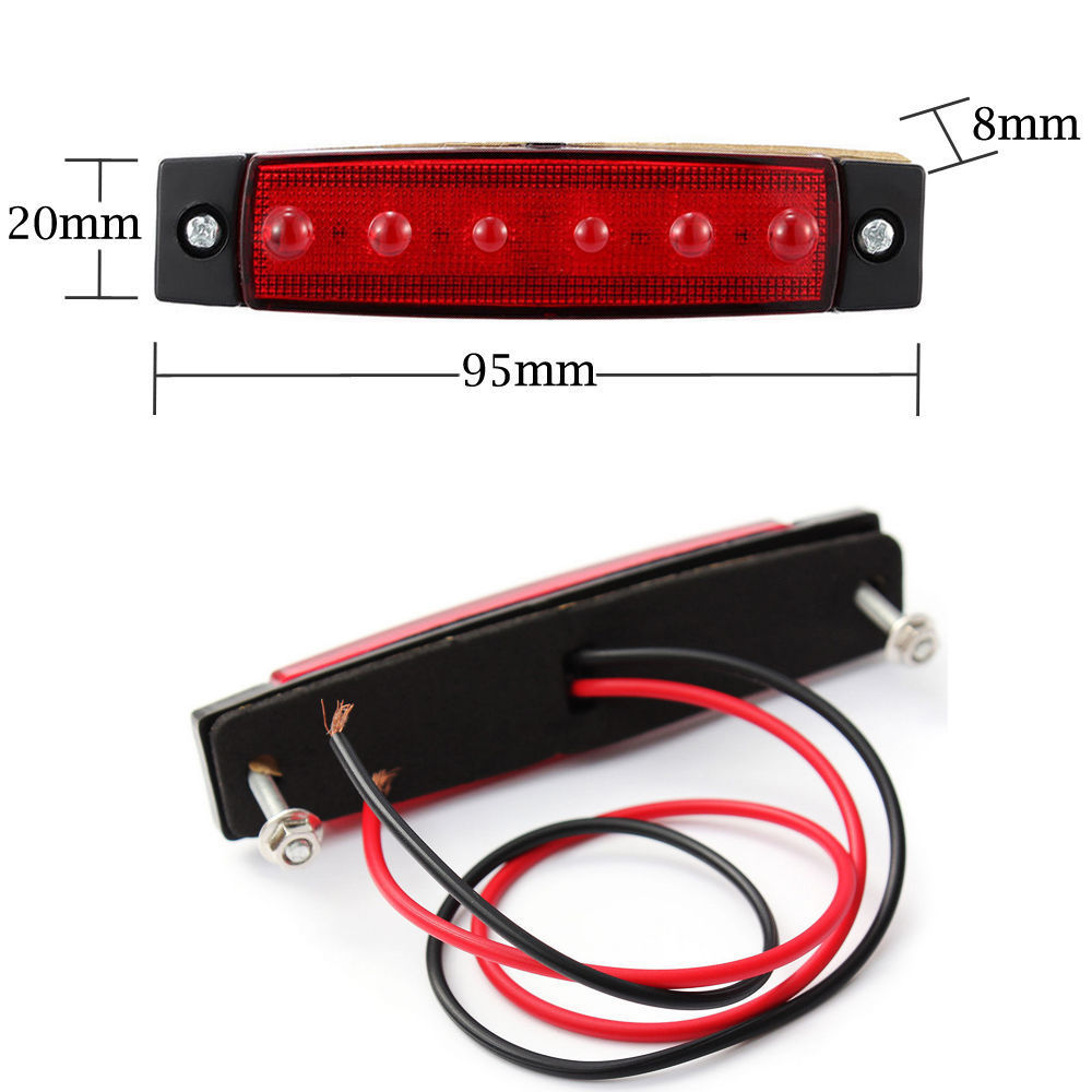 Red 12V 6 LED Side Marker Light for Cars Trailer Boat Lorries Indicator Lamp LED Truck Boat Bus Trailer Side Marker Rear