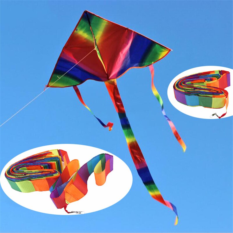 Kleurrijke Kite Lange Staart Drijvende Regenboog Drijvende Tailband Kids Vliegende Speelgoed Vliegtuig Drie-Dimensionale Buis Staart Kite Accessoires