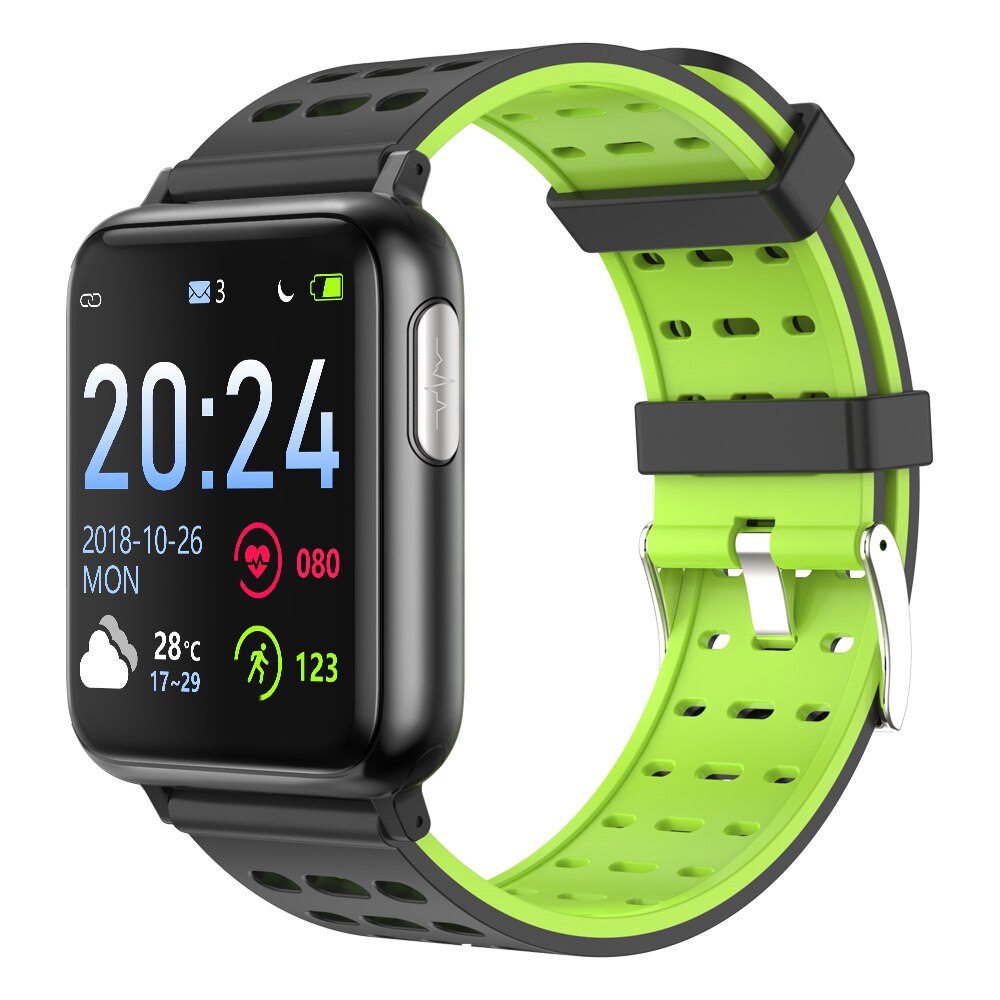 V5 Bluetooth Smart Uhr EKG PPG Herz Rate Blutdruck Sauerstoff Monitor Smart Uhr Band 1,3 "Fitness Tracker IP67 wasserdicht: Sport Black Green