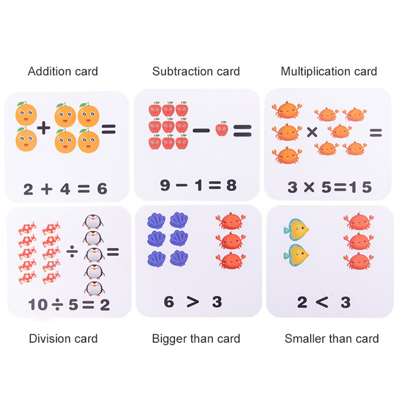 WEMMICKS Children Mathematics Arithmetic Block Set Number Cards Learning Game Math Arithmetic Teaching Aids For Toddler