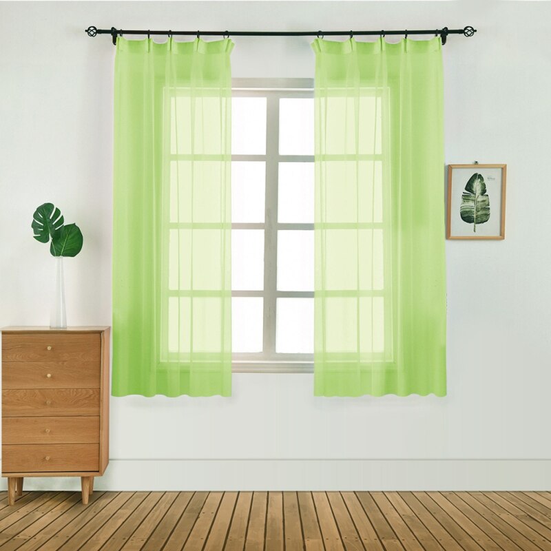 1Pcs Slaapkamer Moderne Venster Tule Gordijn Panel Voile Gordijn Woonkamer Keuken Tule Gordijnen: green
